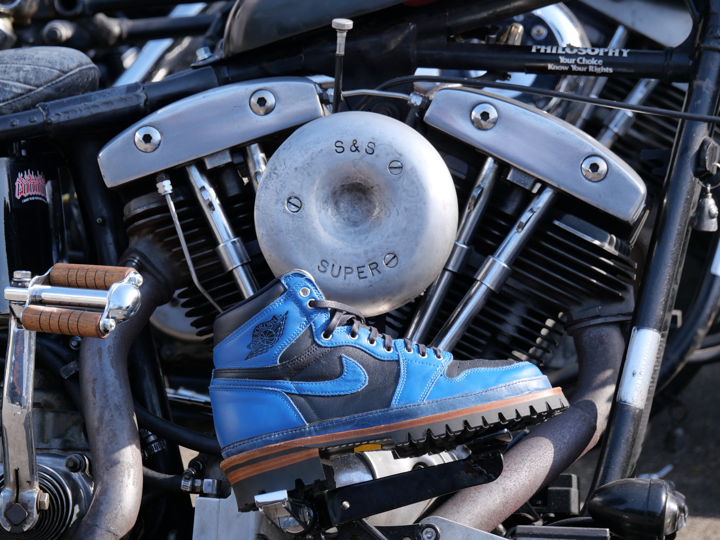 USED NIKE AIR JORDAN 1 【MarinaBlue】 MOTOR CYCLE REPAIR VIBRAM 27.0cm