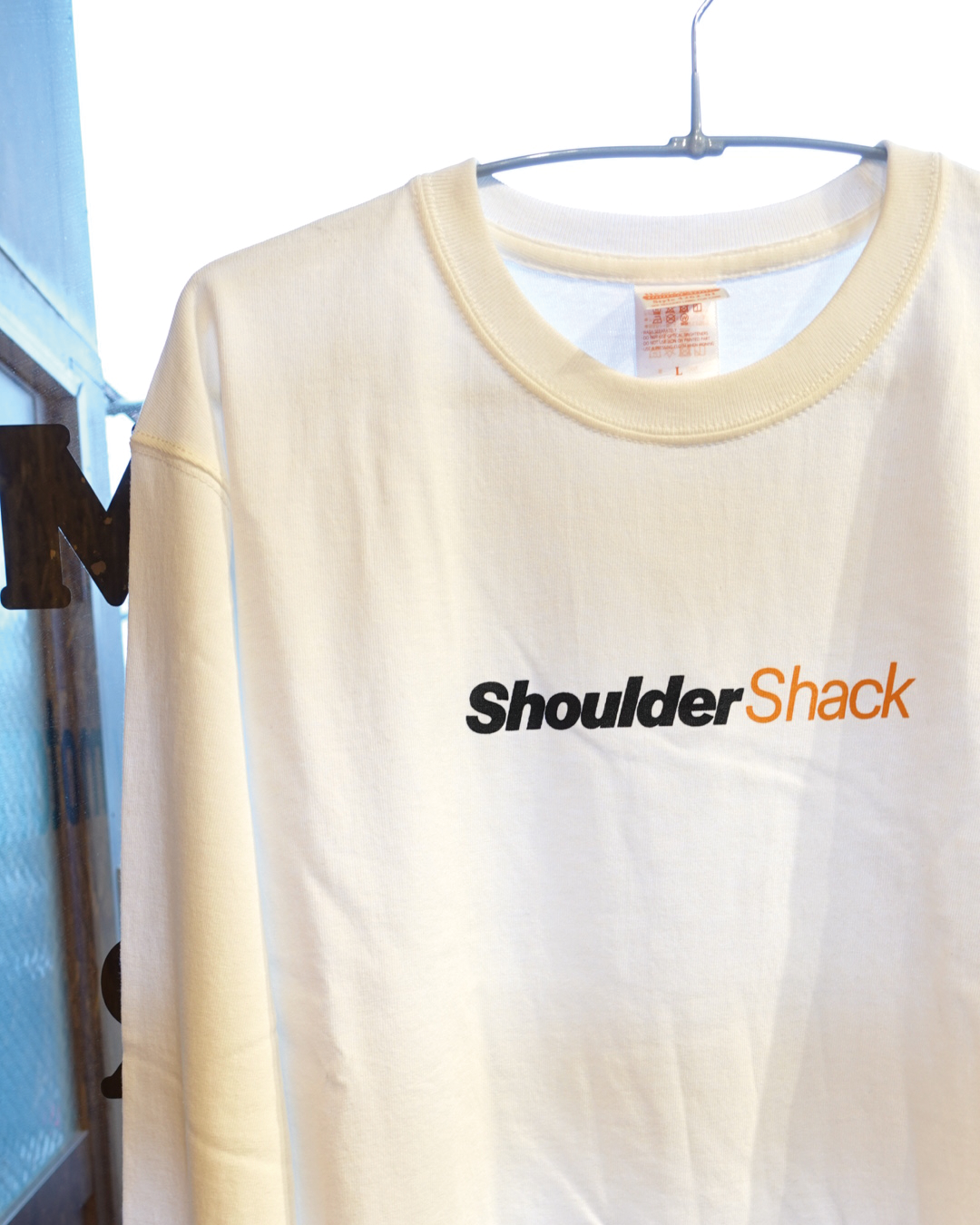 Shoulder Shack Adult logo LONG SLEEVE T White