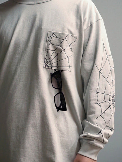 TYPE VT14 SPIDER-WEB LONG SLEEVE-T - Pale Gray