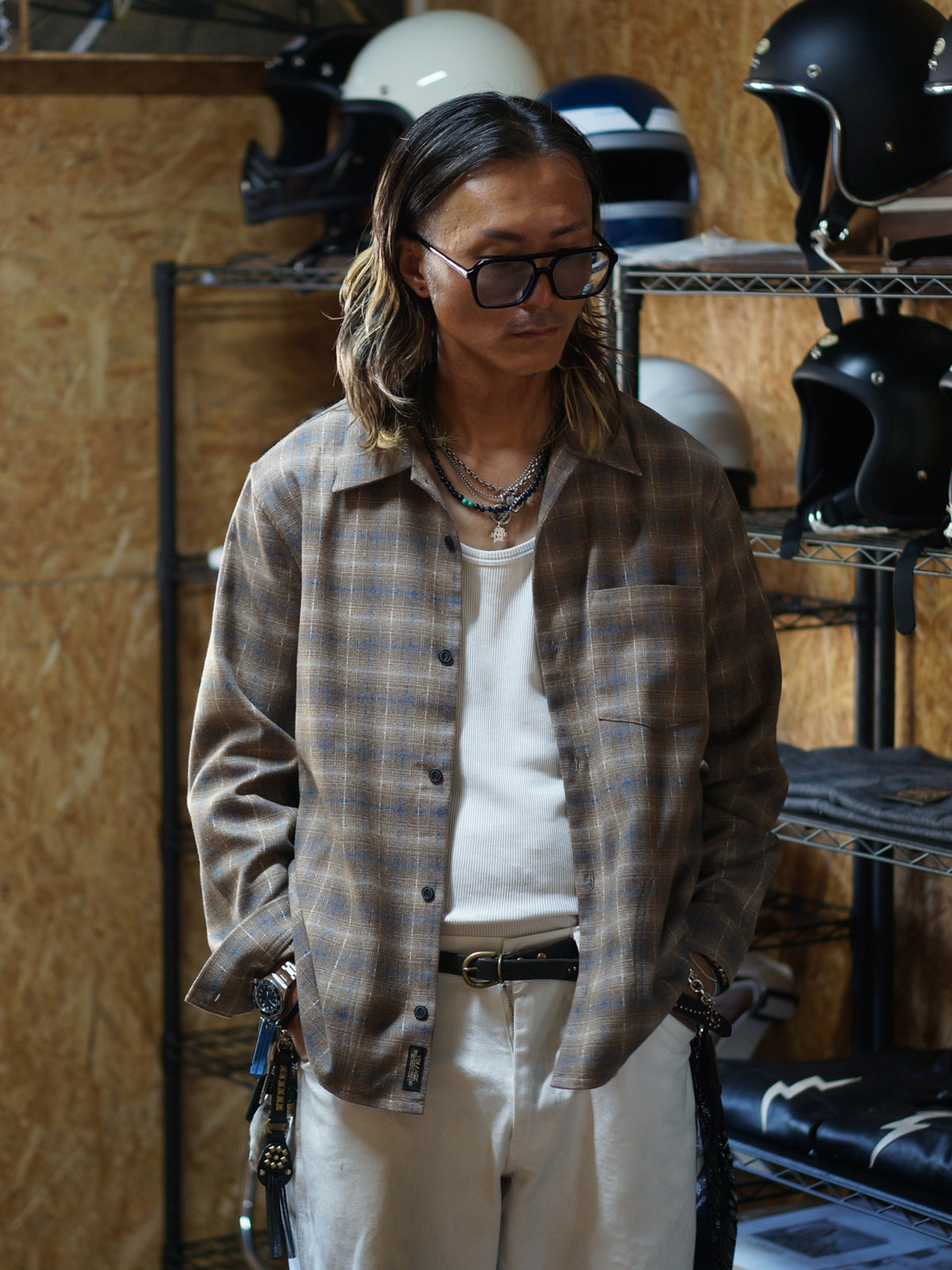 Vin&Age | TYPE VSL12_26 OMBRE CHECK SHIRT - Beige