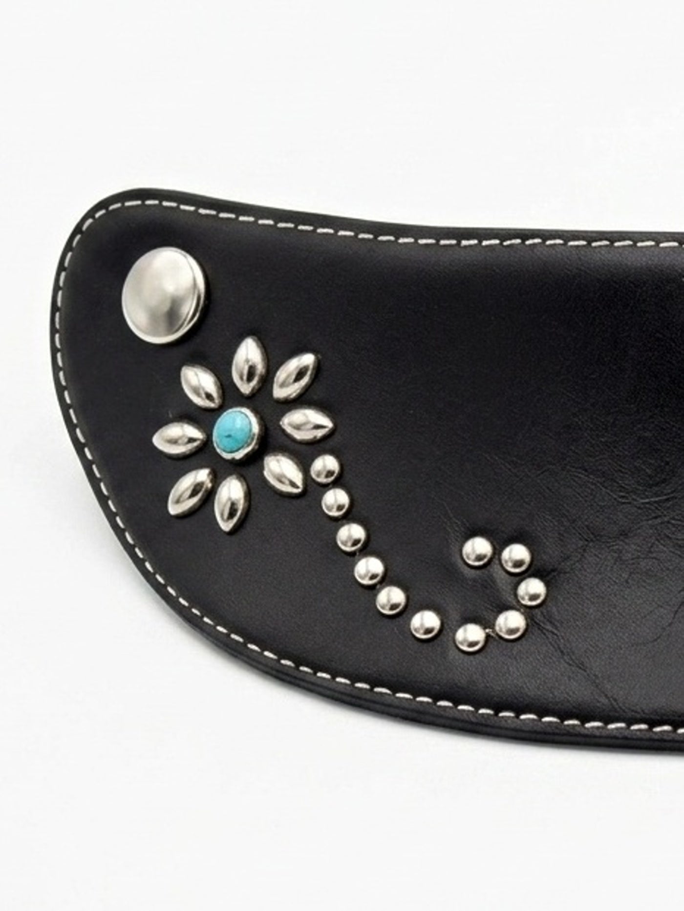 Flower Studs Leather Visor for TT&CO. - Silver