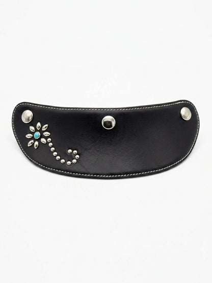 Flower Studs Leather Visor for TT&CO. - Silver