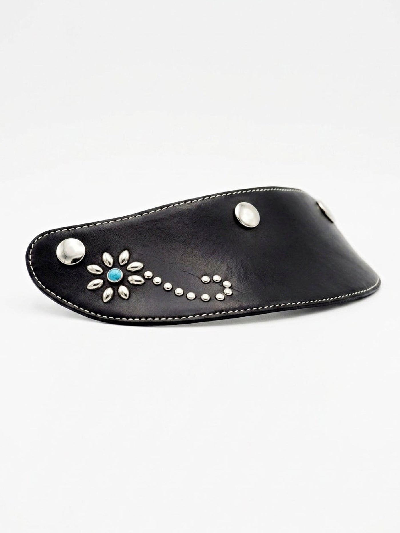 Flower Studs Leather Visor for TT&CO. - Silver