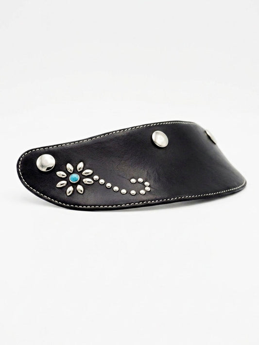 Flower Studs Leather Visor for TT&CO. - Silver