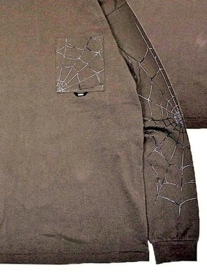 TYPE VT14 SPIDER-WEB LONG SLEEVE-T - Chocolate