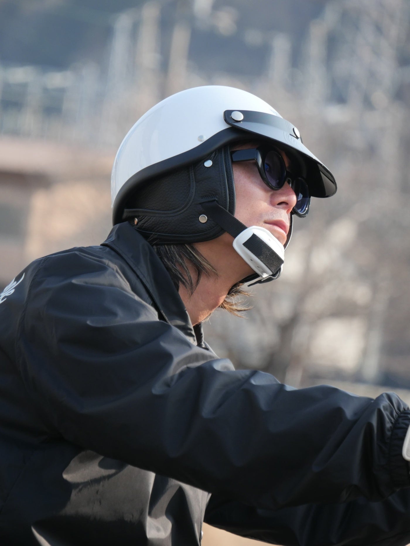 TT&CO. | any motorcycle別注 FiberGlass Customshop SHORTY BLACK RUBBER TRIM - White