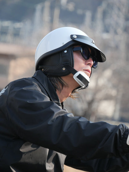TT&CO. | any motorcycle別注 FiberGlass Customshop SHORTY BLACK RUBBER TRIM - White